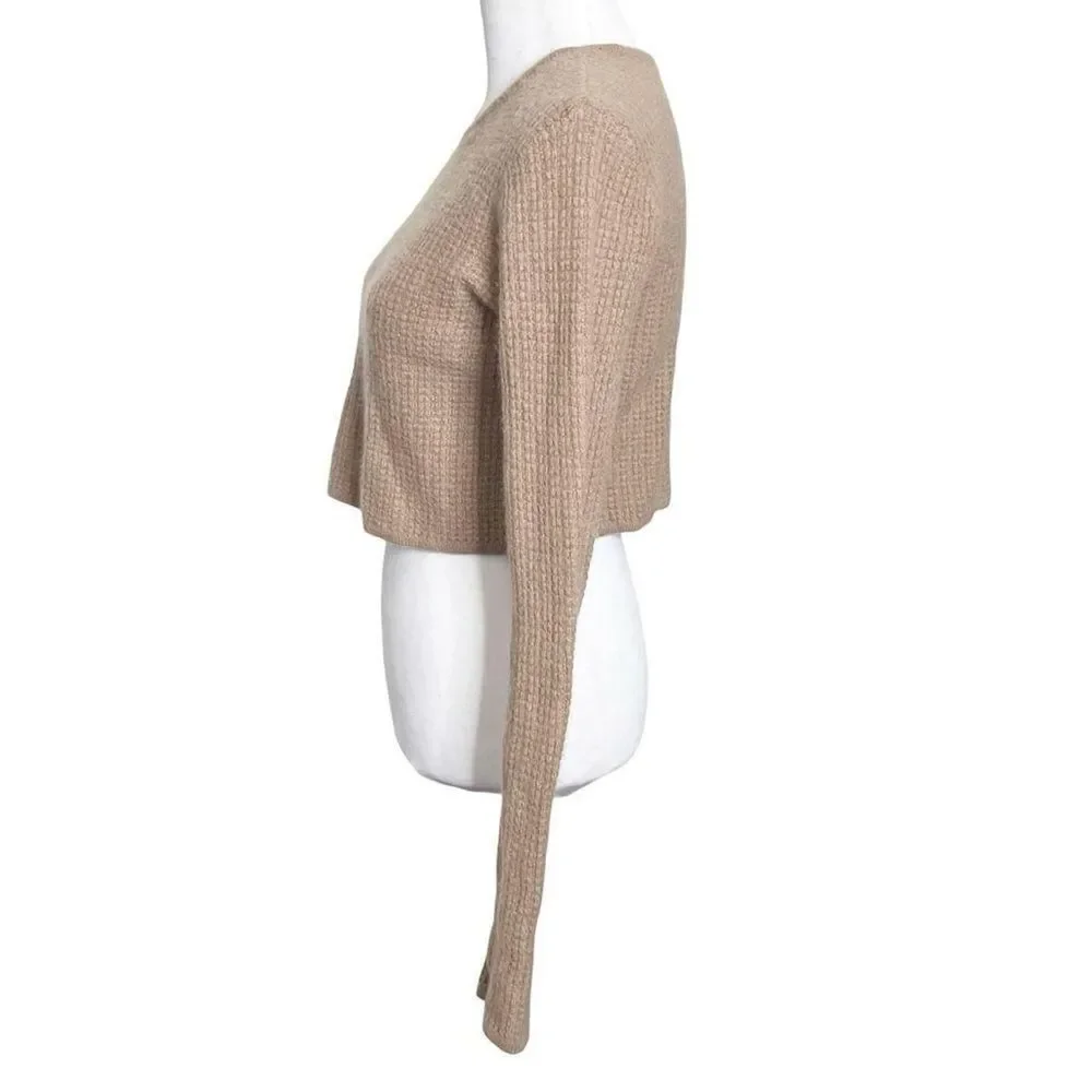 Alo‎ Yoga Cashmere Waffle Cropped Top Women's Small Beige Soft Luxe Cozy Minimal